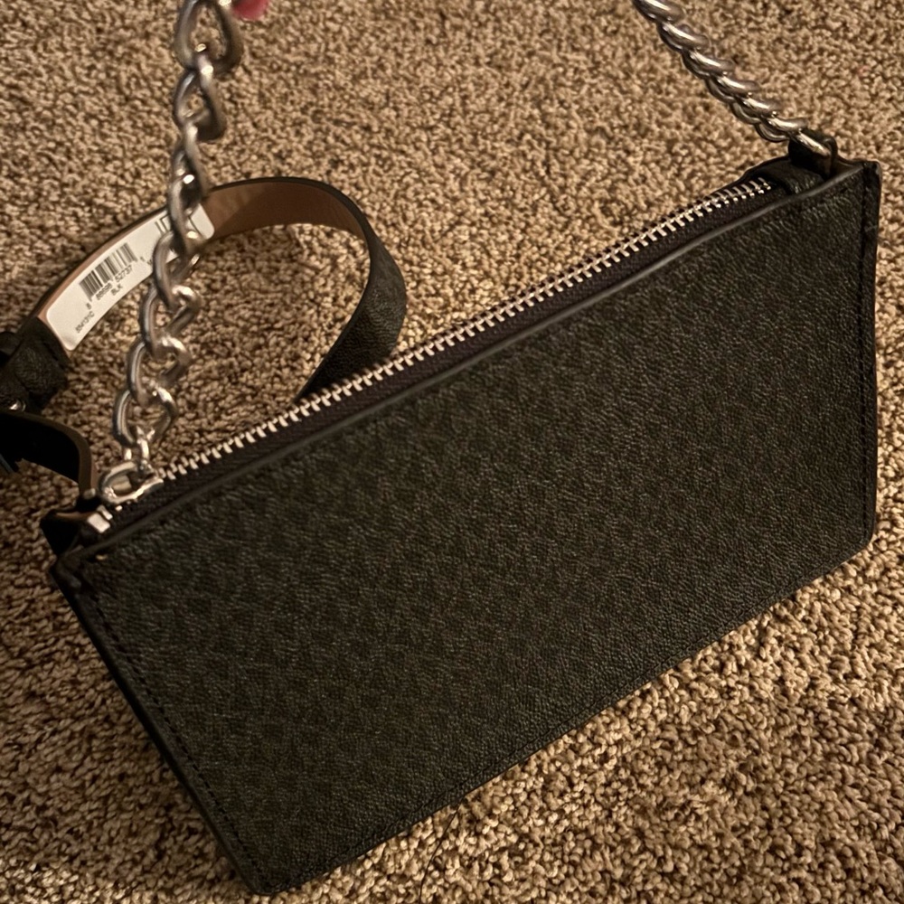 Michael Kors Black Belt with Silver Chain Accent
